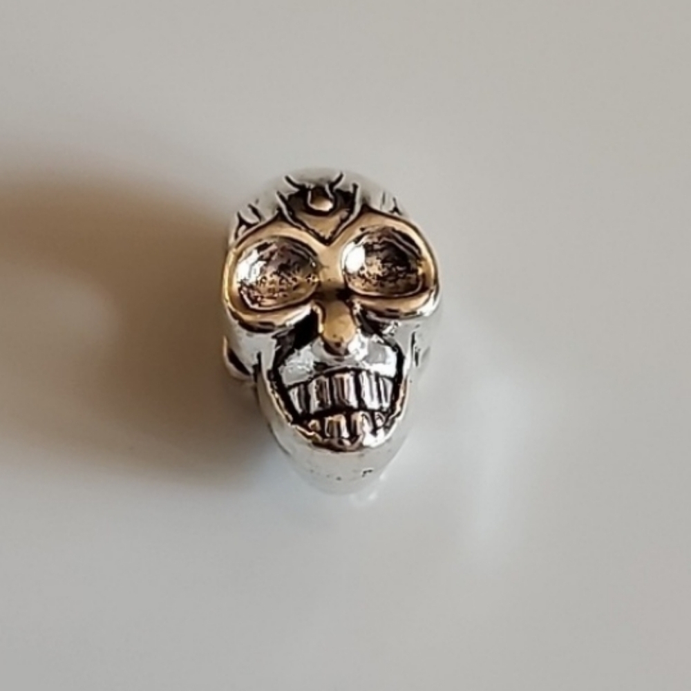 Skull  2 sided Charm for European  Bracelets  fits Pandora